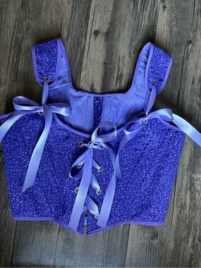 Handmade Purple Lace-Up Corset Tank Top